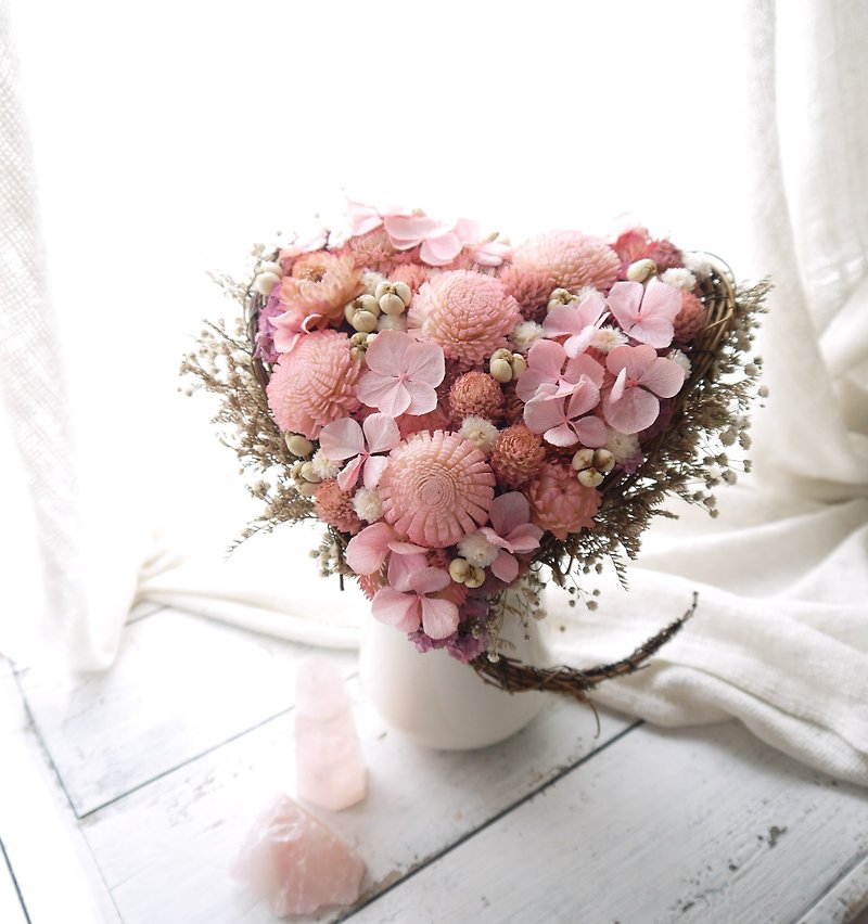 愛の赤ちゃん999.ピンクの愛の形。誕生日。ソラの花。ドライフラワー。枯れなかった花。永遠の花 - ドライフラワー・ブーケ - 寄せ植え・花 ピンク
