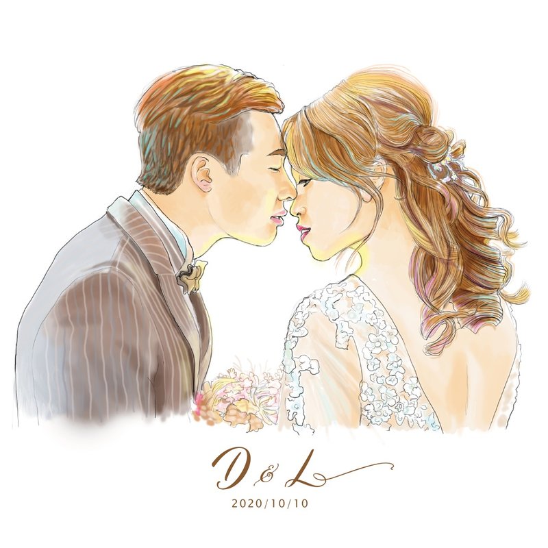 Customized Wedding Portrait | Bust | Electronic File - ภาพวาดพอร์ทเทรต/ภาพวาด/ภาพประกอบดิจิทัล - วัสดุอื่นๆ 