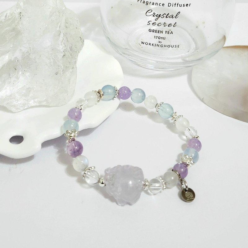 淺紫晶龍龜設計手鍊/得人緣桃花/增強溝通能力之水晶 - 手鍊/手環 - 水晶 紫色