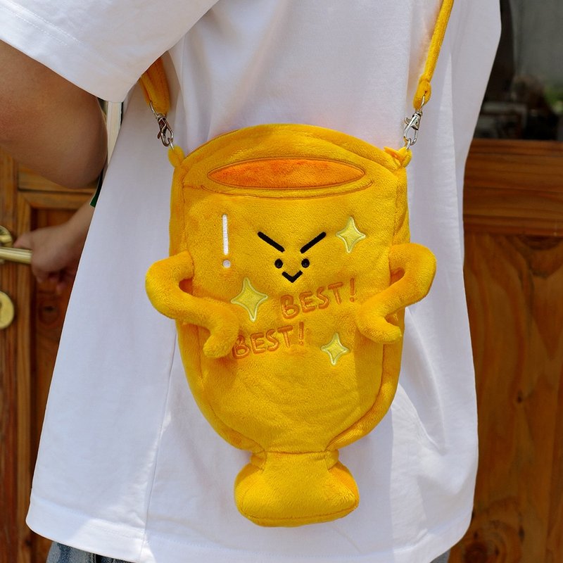 Yuguoshan original trophy plush messenger bag cute big cup mini small waste bag funny plush storage walking bag - Messenger Bags & Sling Bags - Other Materials 