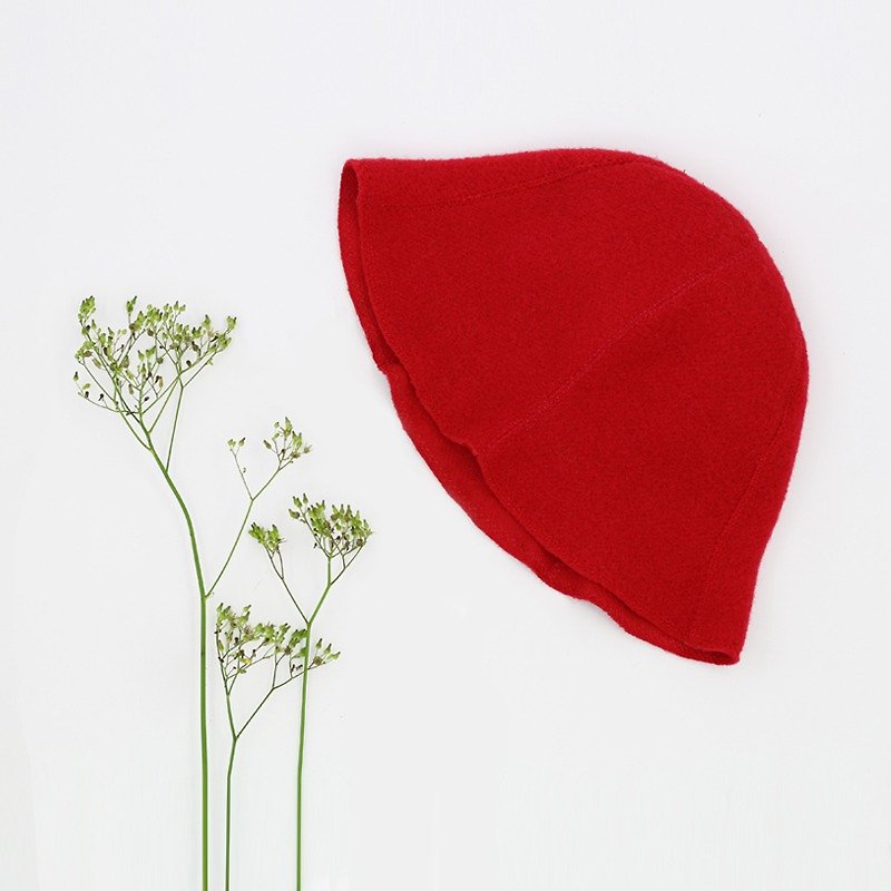 軻人原創單面漁夫帽手作小紅帽 - 帽子 - 其他材質 紅色