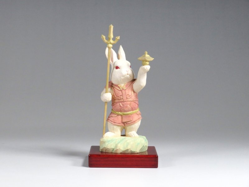 Wood carving rabbit2405 - Items for Display - Wood White