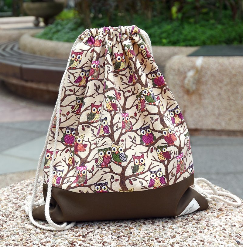 Silverbreeze~ Beam Back Backpack ~ BB Owl (B82) - Drawstring Bags - Cotton & Hemp 