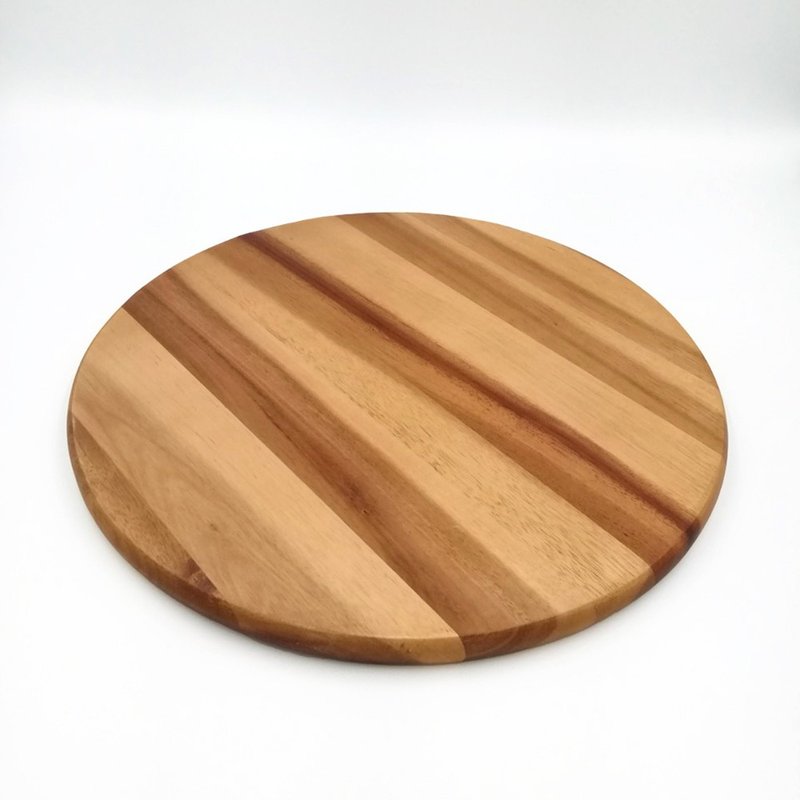 【LUCKY WOOD】Wooden home food utensils- acacia wood round food plate - จานและถาด - ไม้ 