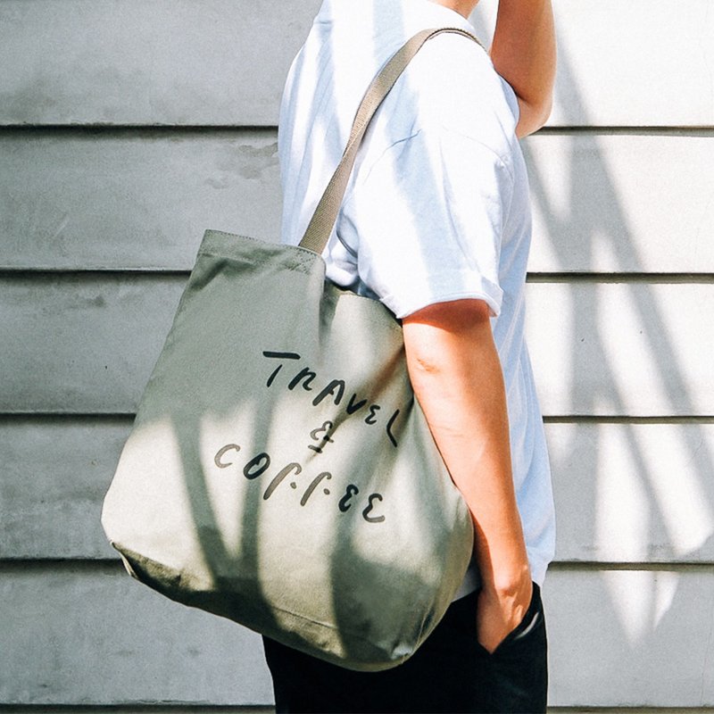 【NEW】TRAVEL & COFFEE | MATCHA Matcha Tote Bag - Handbags & Totes - Other Materials Green