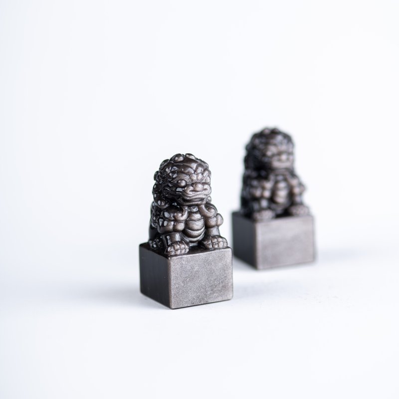 銀曜石辟邪獅子 | 招財防小人水晶擺件 | 天然水晶禮物 - 擺飾/家飾品 - 半寶石 黑色