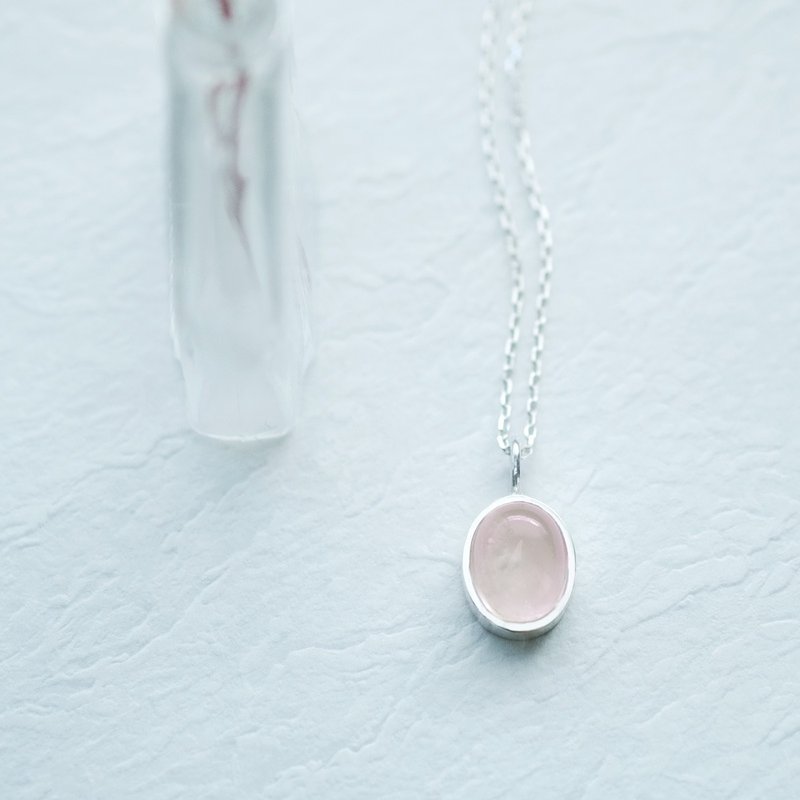 粉色 玫瑰石英 天然石 項鍊 925銀 - 項鍊 - 其他金屬 粉紅色