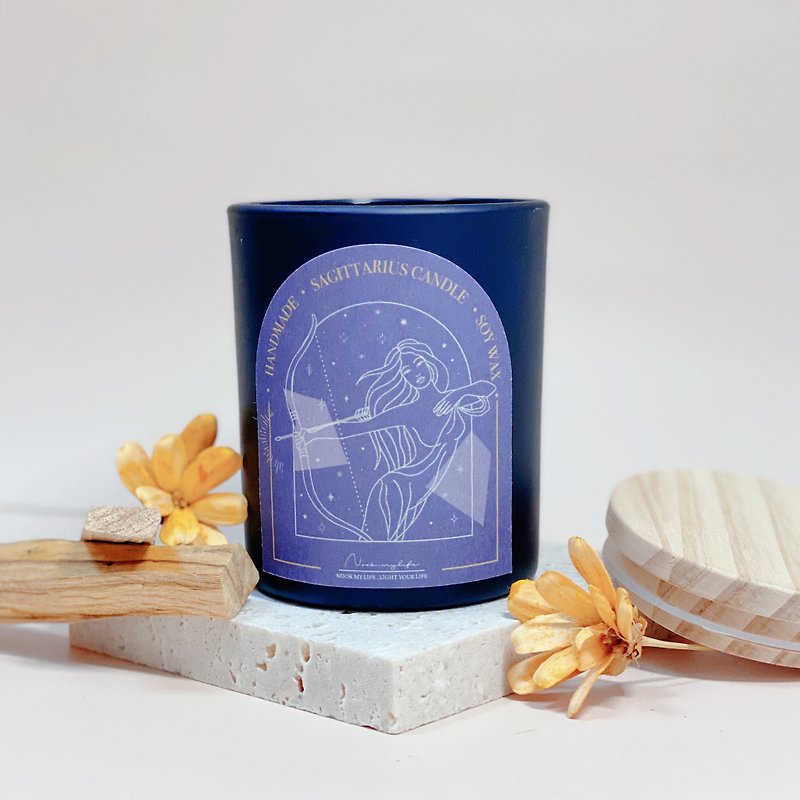 [Free engraving is available] All natural soy Wax-Holy Wood Sagittarius candle constellation birthday wedding gift - Candles & Candle Holders - Wax Purple