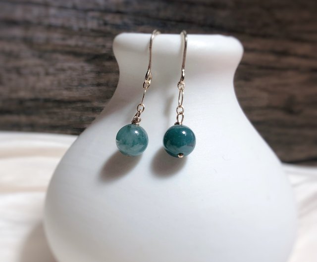 天然エメラルド！14KGF フックピアス　レディース　ゴールド　グリーン 14KGFエメラルドのブリオレットボタンカットピアス ～Consuela 14KGF