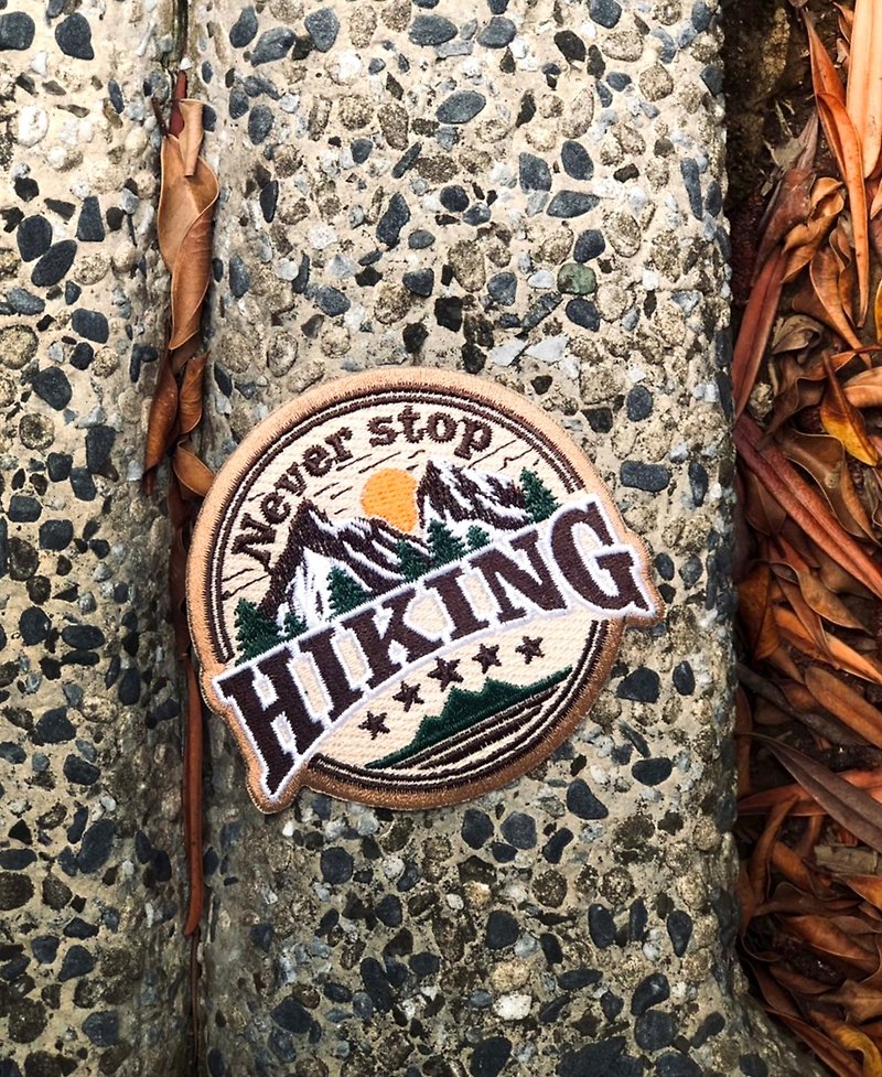 Never stop hiking  embroidered cloth sticker - Other - Thread 