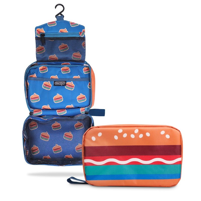 murmur旅行收納三摺盥洗包 | 漢堡包 - 化妝包/收納袋 - 聚酯纖維 橘色