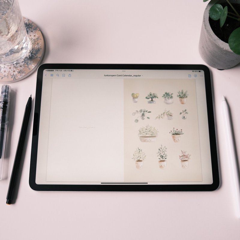 無時效植物插畫電子手帳/ goodnote手帳模板/含12張原創插畫/貼紙 - 電子手帳及素材 - 其他材質 