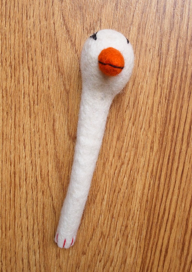 felted pencil pen dress /felted pencil topper/ pencil case/ pencil cosy Goose - Pen & Pencil Holders - Wool White