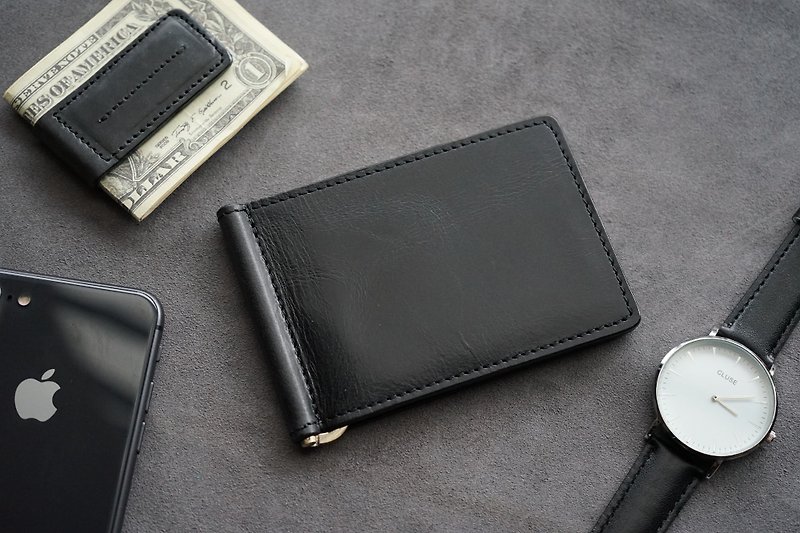 Money Clip(MCO006)(Black) - Wallets - Genuine Leather Black
