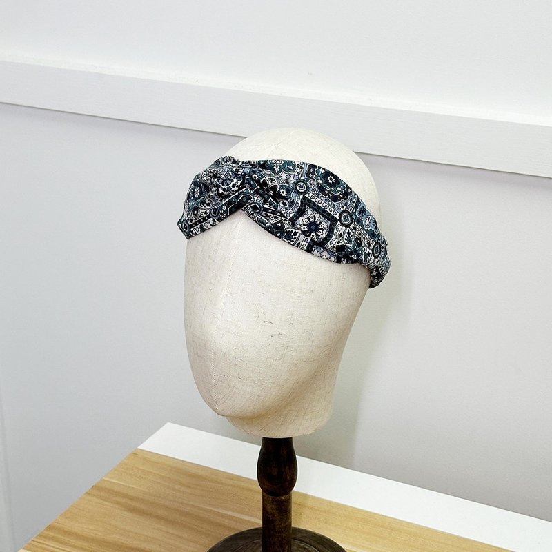 Handmade Headband / Japanese Pattern / Tokyo Styled Pattern - ที่คาดผม - ผ้าฝ้าย/ผ้าลินิน สีน้ำเงิน