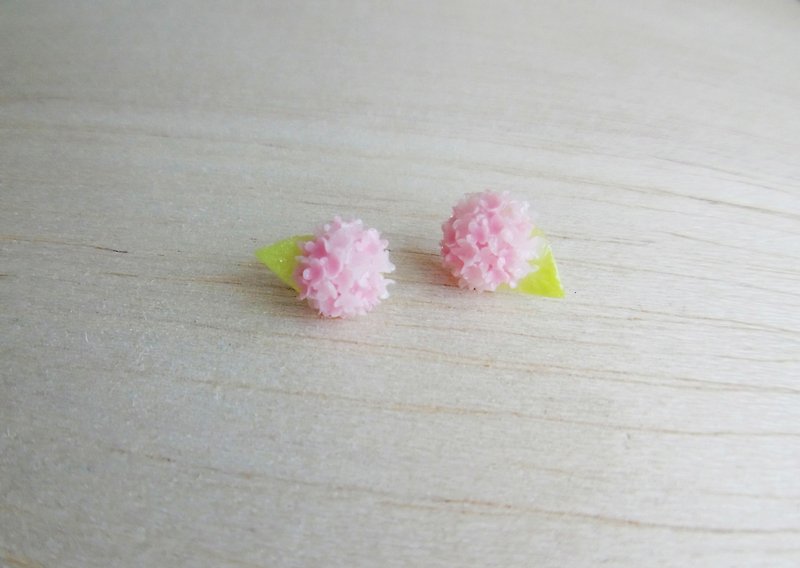Pink Two Tone Hydrangea Sterling Silver Earrings/ Clip-On - Earrings & Clip-ons - Clay Pink