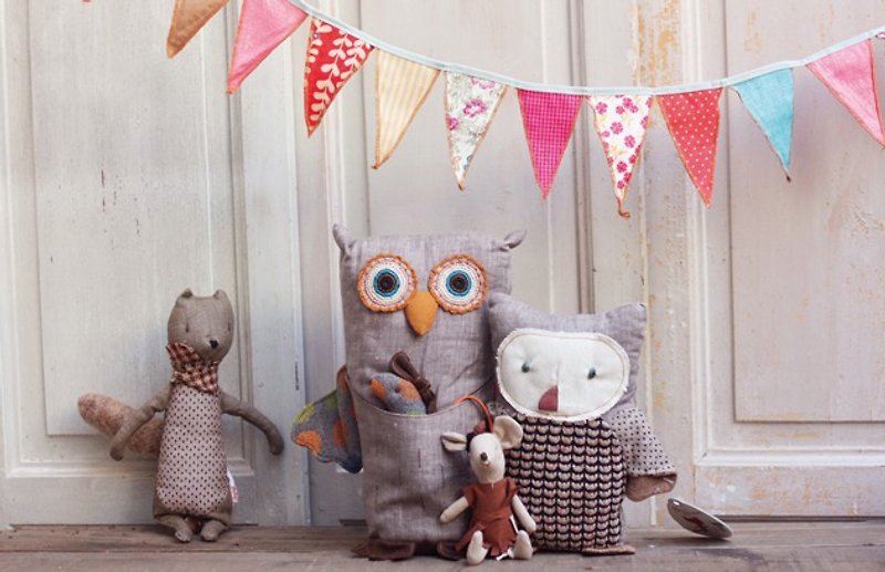 Big-eyed owl - Stuffed Dolls & Figurines - Cotton & Hemp 