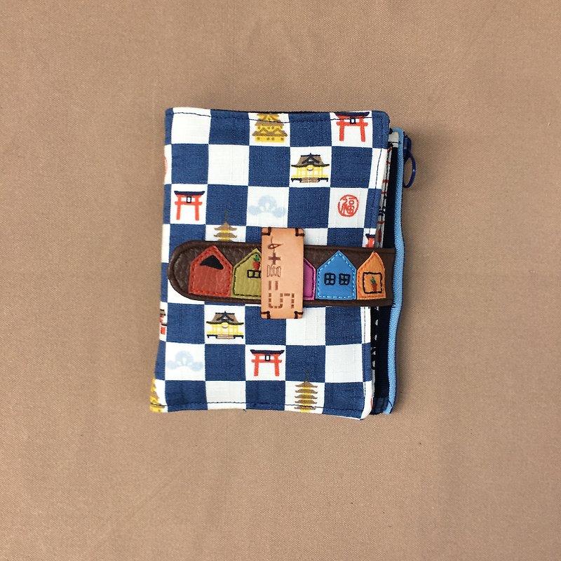 *1 + 1 = 5 / small colored houses in the folder & Passport Case* - Wallets - Cotton & Hemp Blue
