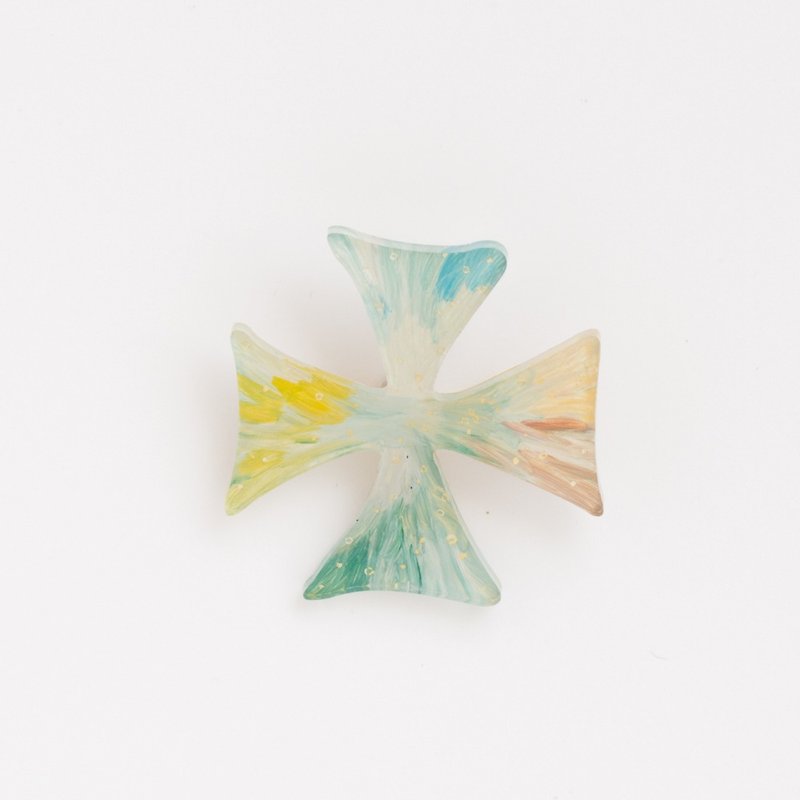 Brooch of a picture 【Cross】 - Brooches - Acrylic Yellow