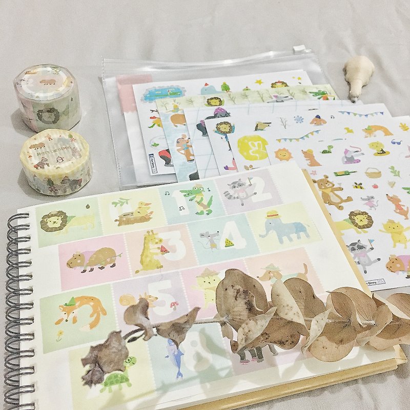 Goody Bag - Small Animal Paper Tape Sticker - Stickers - Paper Multicolor