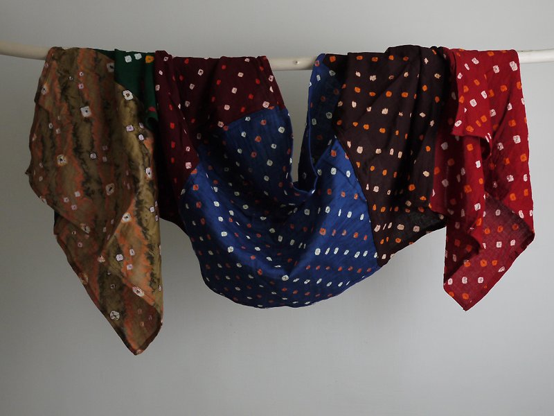 Autumn tie-dyed cotton scarf / vintage Bohemian Indian batik silk scarf shawl-Christmas exchange gift - Knit Scarves & Wraps - Cotton & Hemp 