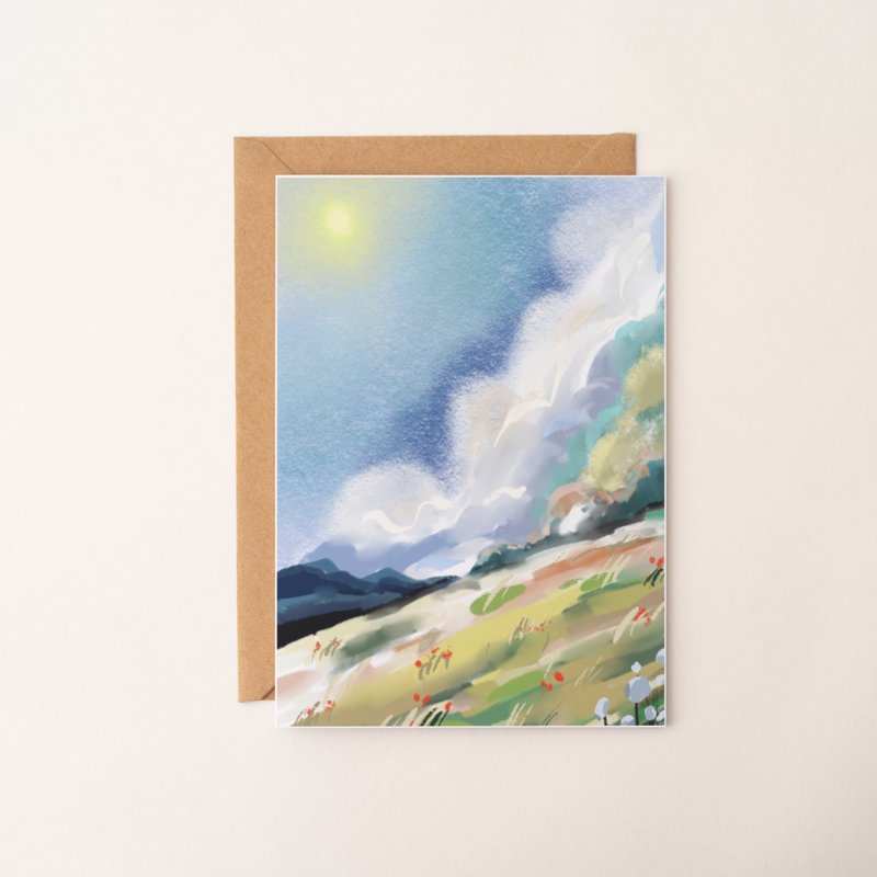 風景插畫手寫字卡片 萬用卡 生日卡片 感謝卡 藝術卡 賀卡 自然 - 卡片/明信片 - 紙 多色