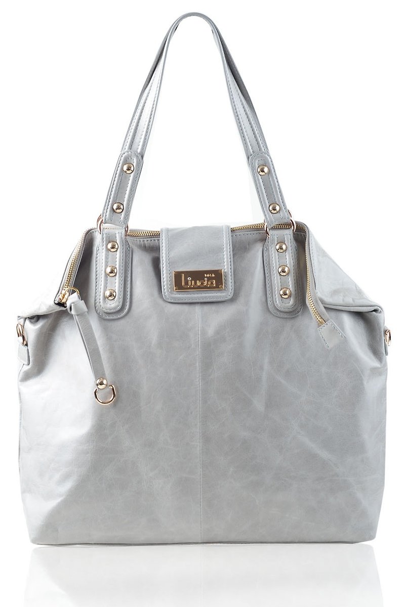 Kaia Italian Leather Bag Dove Grey - กระเป๋าถือ - หนังแท้ สีเทา