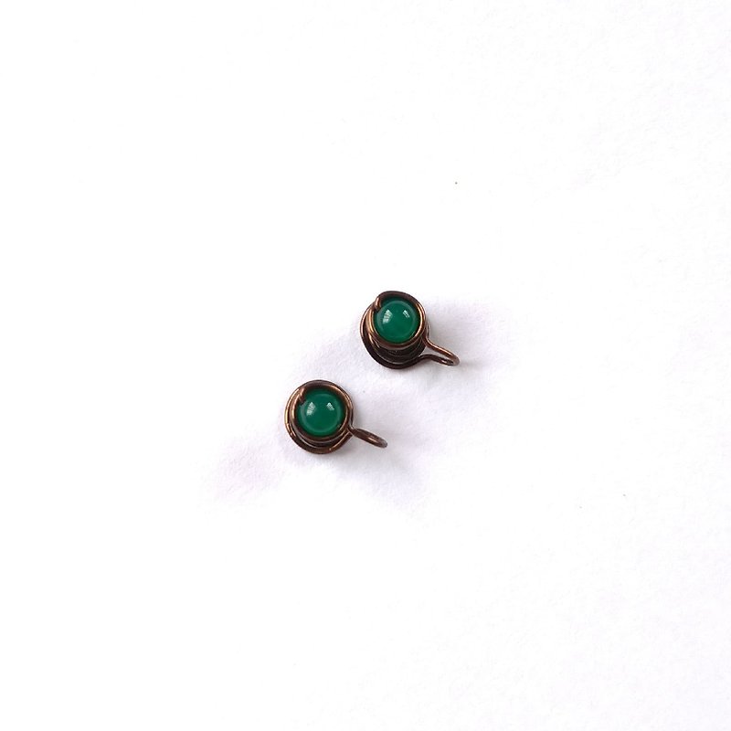 Gemstone Earrings & Clip-ons Green - Green agate Painless Clip-on earrings