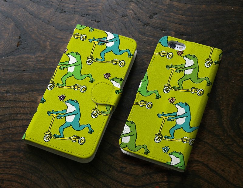 iPhone cover notebook type Frogs (green) - Other - Polyester Green