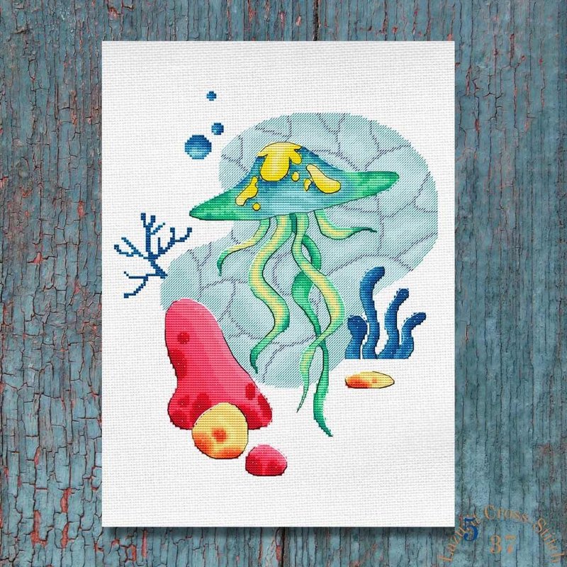 Jellyfish cross stitch pattern - 其他數位商品 - 其他材質 