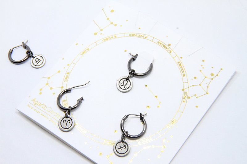 Zodiac symbol single hoop earring - Earrings & Clip-ons - Other Metals 