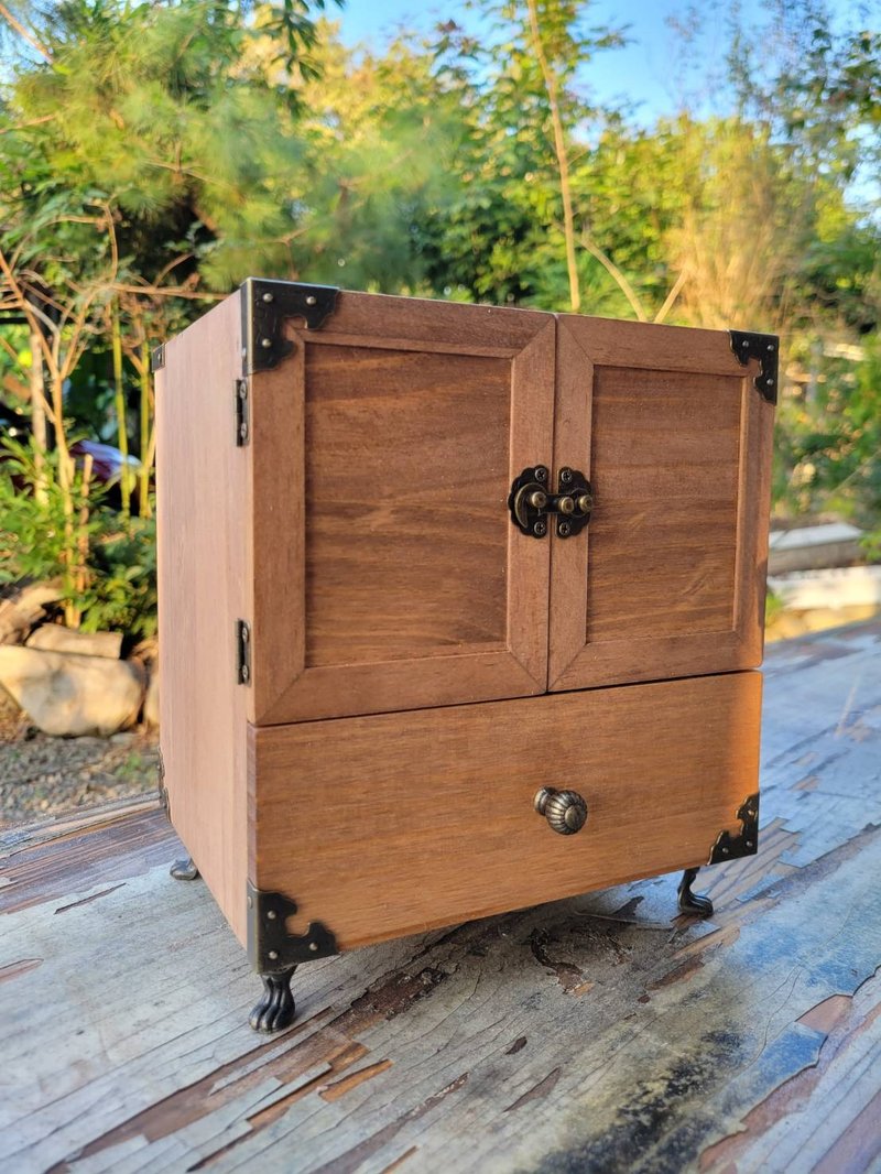 Vintage Style Wooden Storage Cabinet with Double Doors, Drawer, Metal Accents - Storage - Wood 