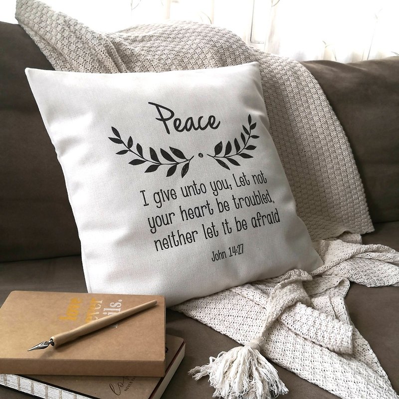 Inspirational Bible Verse Peace 45*45cm Cotton Linen - Pillows & Cushions - Cotton & Hemp Khaki