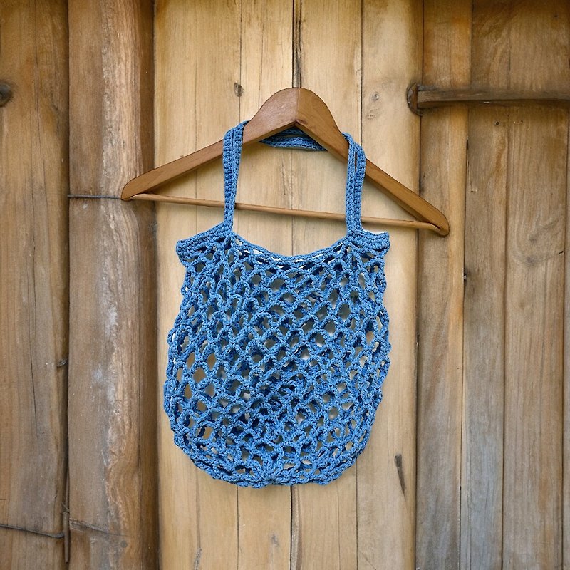 Crochet market bag - Handbags & Totes - Cotton & Hemp Blue