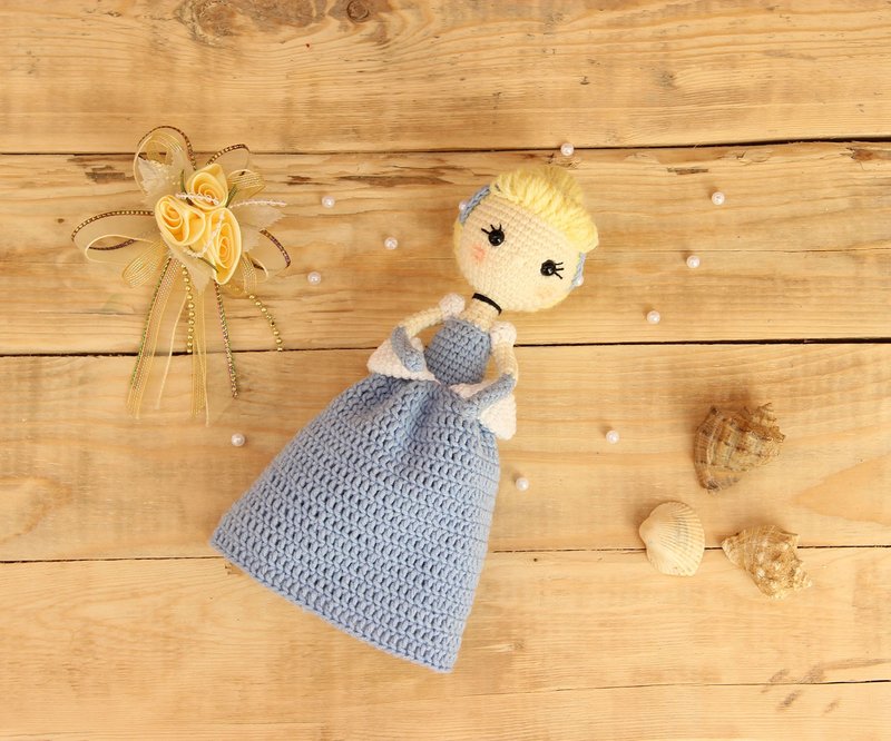 Crochet Cinderella doll Pattern Princess pdf Amigurumi disney princess - 編織/刺繡/羊毛氈/縫紉 - 其他材質 白色