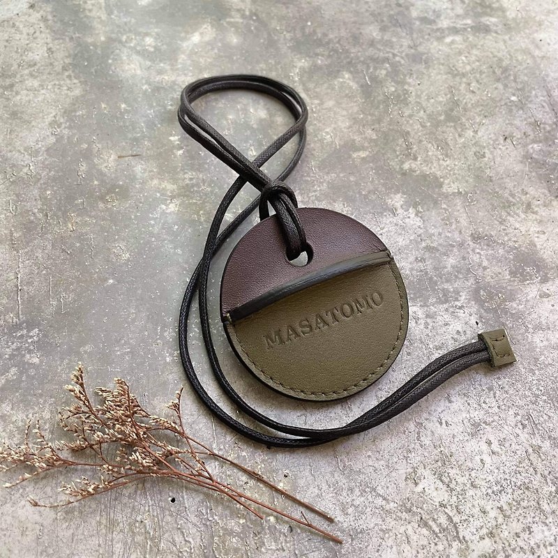 gogoro key leather case customized olive green/dark coffee customized gift - Keychains - Genuine Leather Brown