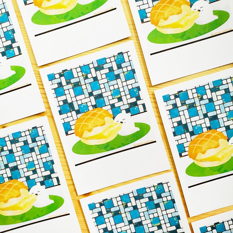 明信片 | 為食鬼系列 | 菠蘿油 - 心意卡/卡片 - 紙 黃色