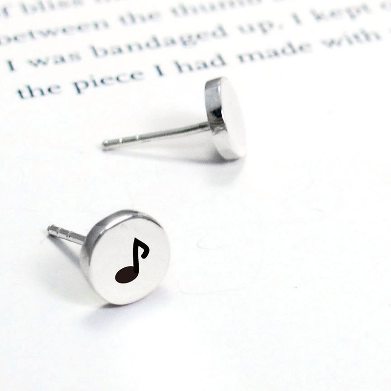 小圓耳環(大) 符號星座款 純銀耳環刻字可左右不同 - 耳環/耳夾 - 純銀 銀色