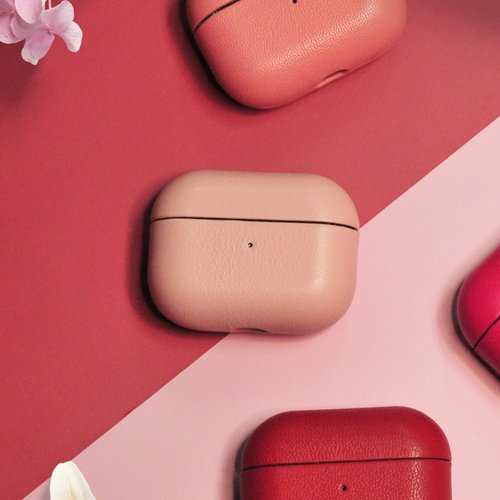 Bellagenda AirPods Pro/AirPods 3 皮革 耳機套 粉紅色 可客製化 刻字 禮物