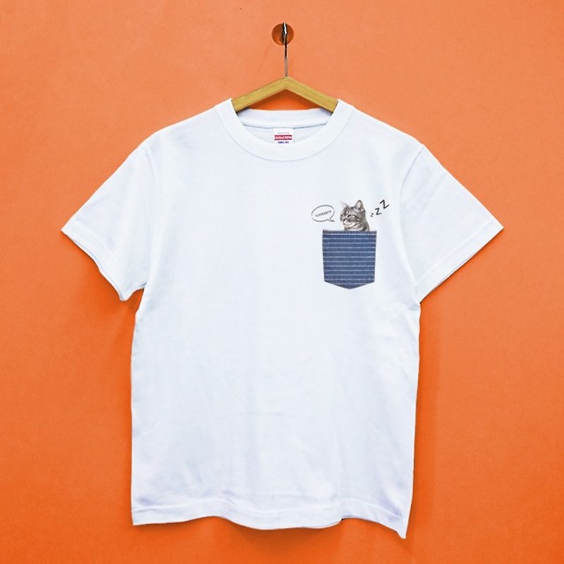 [Customized gifts] Meow dozing off cotton soft neutral T-shirt - เสื้อฮู้ด - ผ้าฝ้าย/ผ้าลินิน 