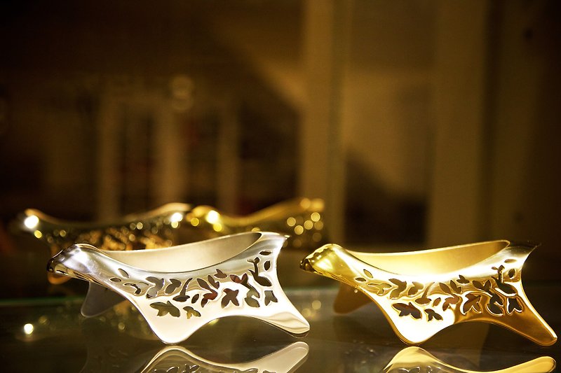 304不鏽鋼 光影森林 飛鼠器皿套組(金+銀色) 精美盒裝 附提袋小卡 - 擺飾/家飾品 - 不鏽鋼 金色