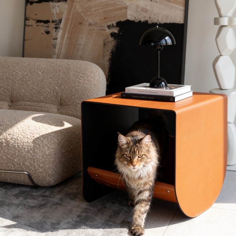 【躲貓貓茶几】是貓窩也是時尚茶几 - 寵物床 - 其他金屬 橘色