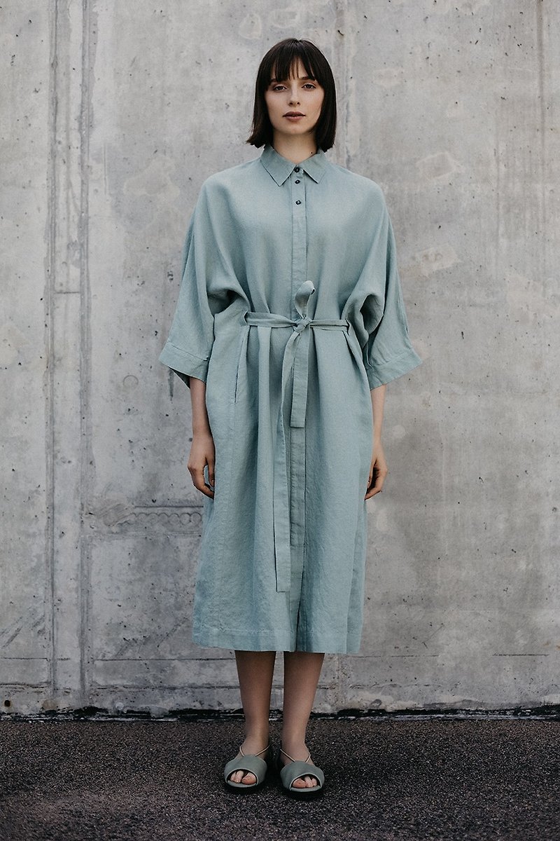 Linen Dress Motumo – 18S14 - 洋裝/連身裙 - 亞麻 