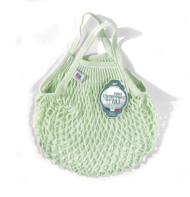 French Filt mesh bag mint green Elixir - กระเป๋าถือ - ผ้าฝ้าย/ผ้าลินิน 