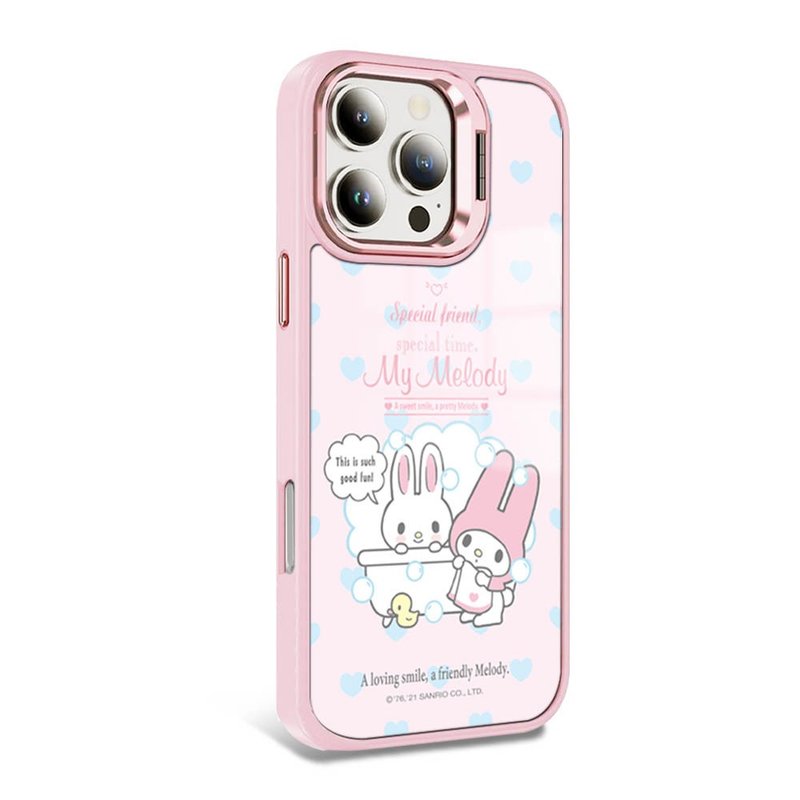 三麗鷗iPhone 全系列軍規防摔合金框隱形立架手機殼-沐浴美樂蒂 - 手機殼/手機套 - 其他材質 多色