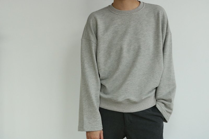 Wide sleeve sweatshirt in grey marl - Unisex Hoodies & T-Shirts - Cotton & Hemp Gray