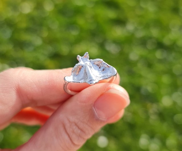 水鋳造スターリングシルバーリング、不規則な形状の925シルバー