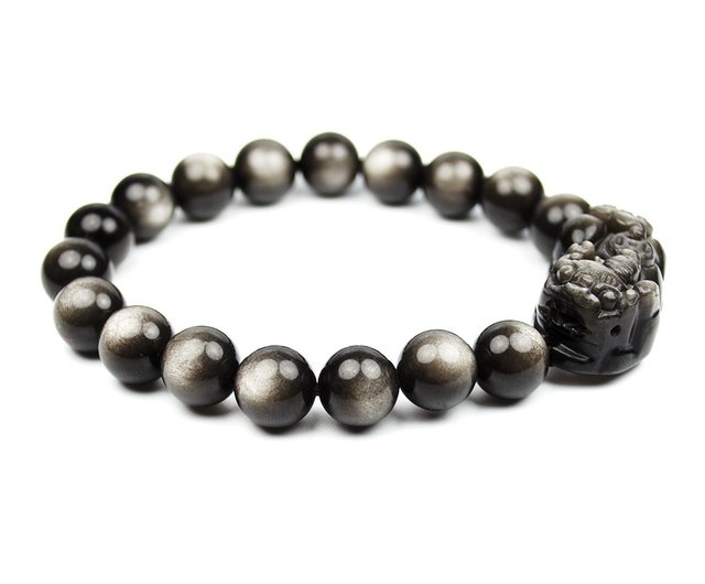 シルバー Jewelry]シルバーオブシディアンムーン石シャイン