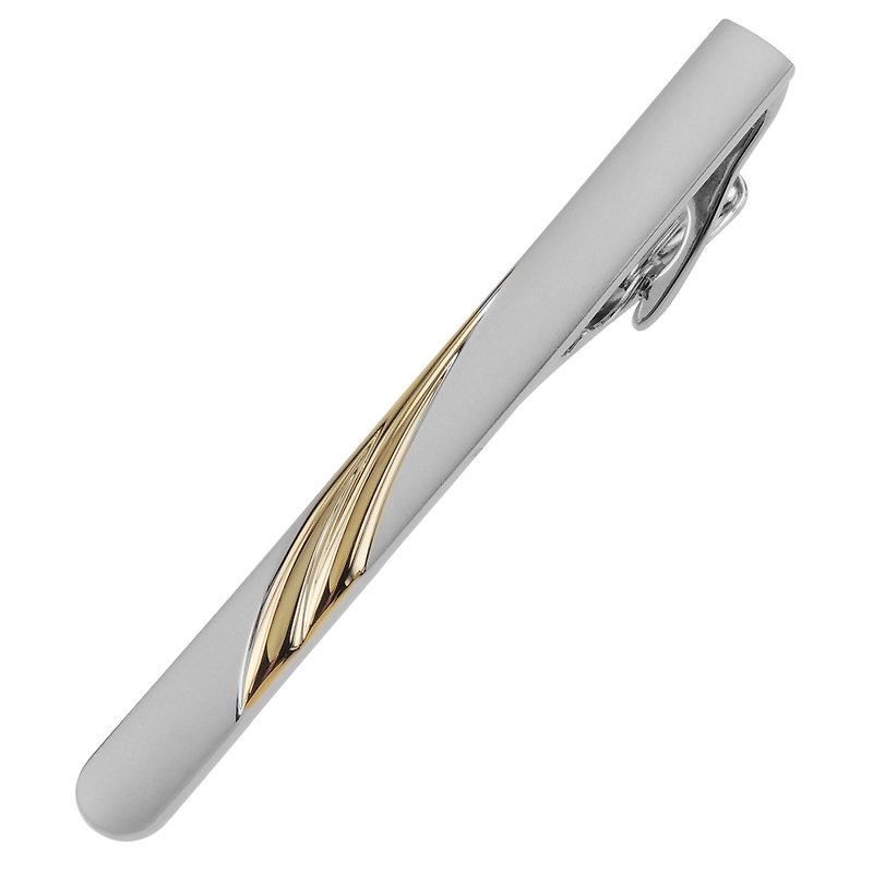 67mm Gold Repp Striped Tie Clips - Ties & Tie Clips - Other Metals Silver