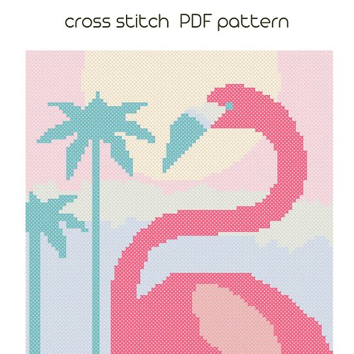 NaraXstitch patterns 十字繡圖案 Flamingo cross stitch, Animal cross stitch pattern, PDF Pattern /17/